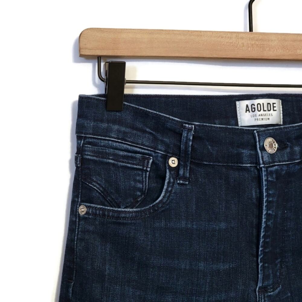 AGOLDE Sophie High Rise Crop Skinny Jeans Dark Wash Blue Size 27 Chic Trendy - Picture 4 of 15